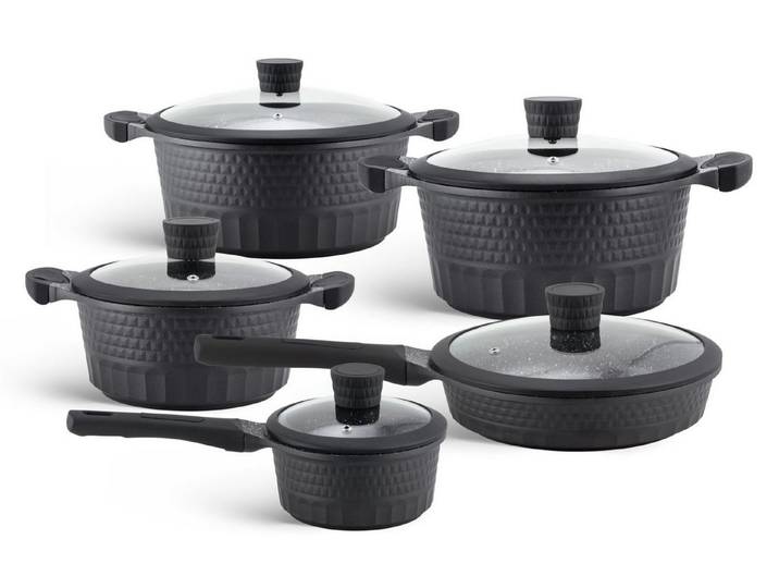 Edenberg Topf-Set Schwarze Topfset klassische Töpfe, Kasserolle Pfanne Keramik INDUKTION, Aluminium, Keramik (10-tlg., Zeitloses Design des Topfsets. Eine ideale Geschenkidee)