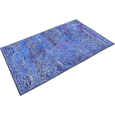Badematte WECON HOME "Louis", blau, H:6mm, Polyester, Badematten, Badematte, Vintage Orient Stil, Badezimmerteppich, waschbar