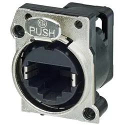 NEUTRIK® vergoldet, RJ45, PCB Vertikal, A-Flansch, 8-pol Einbaubuchse, vergoldete(r) Kontakt(e)