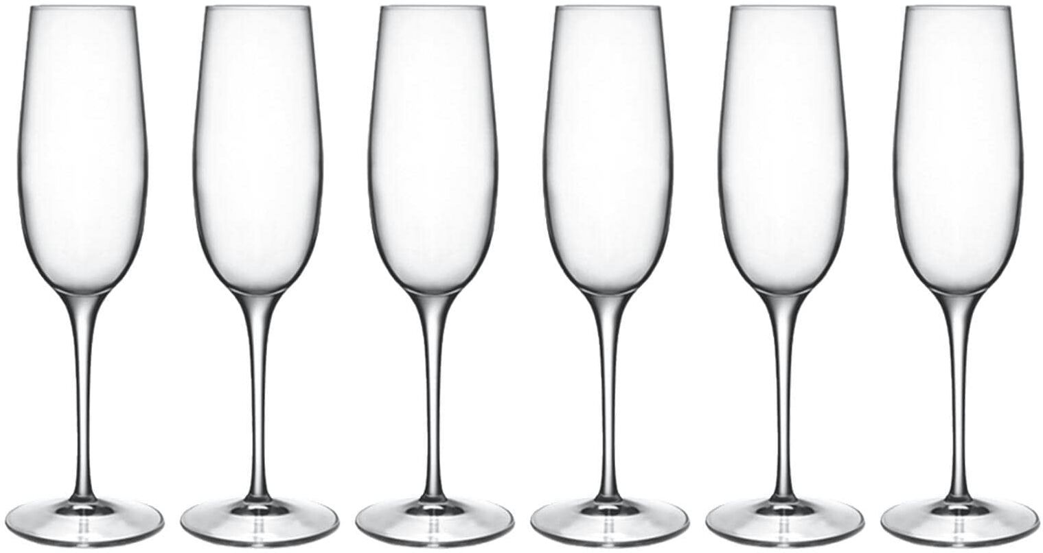 Champagnerglas "Luigi Bormioli Palace 23,8 cl, 6 Stück", transparent, B:7,5cm H:23,8cm Ø:7,5cm, Kristallglas, Trinkgefässe, Champagnerglas transparent Ø 7,5cm x 23,8cm, 238ml