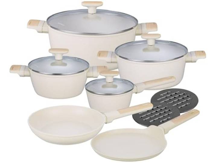 12-teilige Topfset, Kochtopf Set, Töpfe, Kochgeschirr Set mit marmorierter Antihaftbeschichtung KLAUSBERG