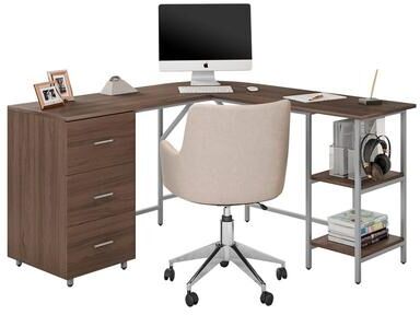 No L Shaped Desk - Two-Toned Computer Desk with Drawers