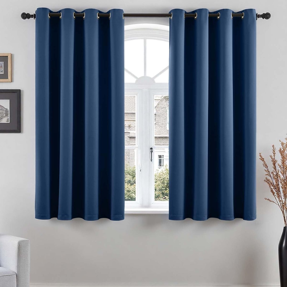 Omgoods Vangao Verduisterende Gordijnen met Oogjes - Donkerblauw - Set van 2 - B: 160 cm, H: 140 cm