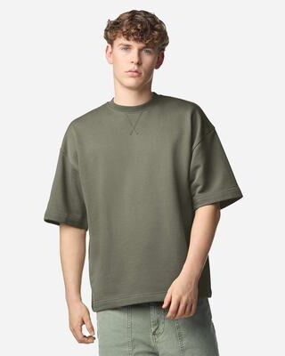 American Apparel FTEX00 French Terry Ex Crew T-Shirt in Lieutenant size XL   Cotton