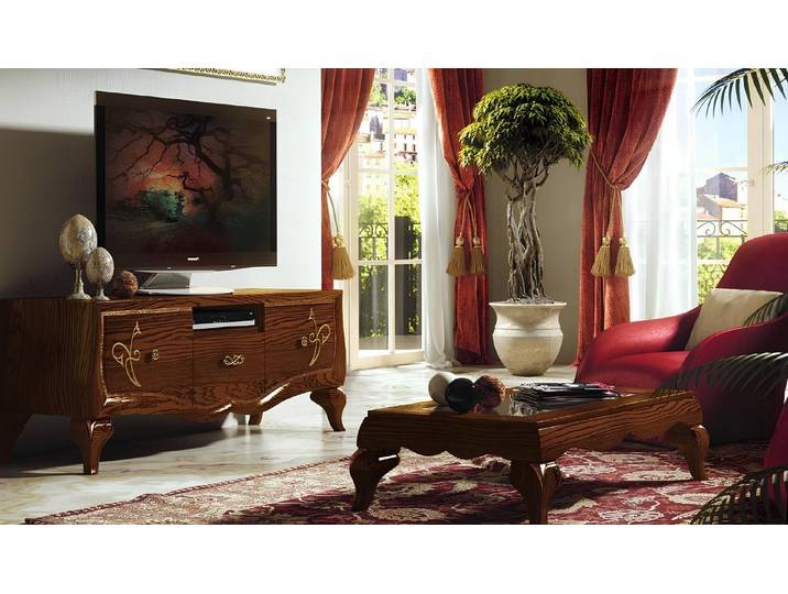 JVmoebel TV-Schrank Klassisches Holzsideboard in Braun für stilvolles Wohnen (2-St., 1er Set) Made in Europa