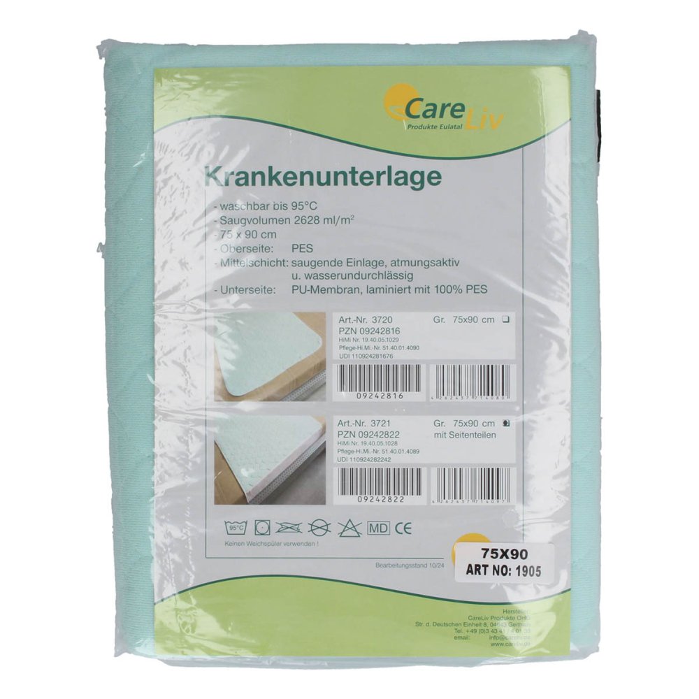 Careliv Produkte OHG Krankenunterlage waschbar 75x90cm mit Seitenteilen 09242822