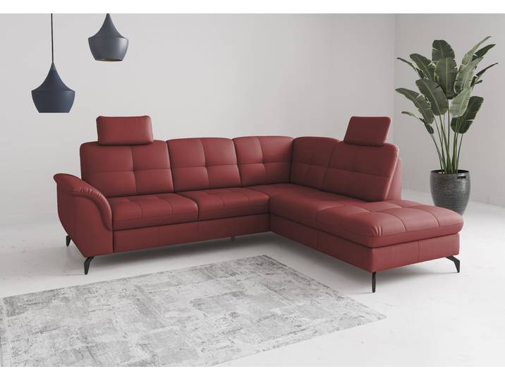 Ecksofa SIT & MORE Zora , rot (feuerrot), T:212cm, Sofas, Ecksofa