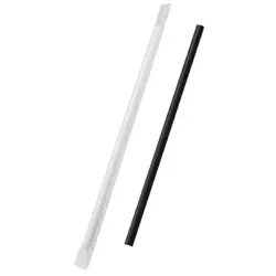 1800 Strohhalme Papiertrinkhalme schwarz `JUMBO` Ø8mm x 25cm einzeln verpackt