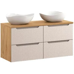 DOPPELWASCHTISCH 120cm Mallory Beige und Holz