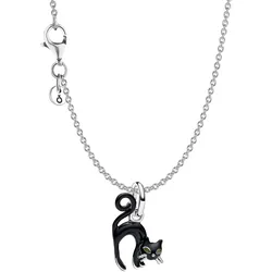 Pandora 31333 Damen-Halskette Schwarze Katze Geschenk-Set Silber