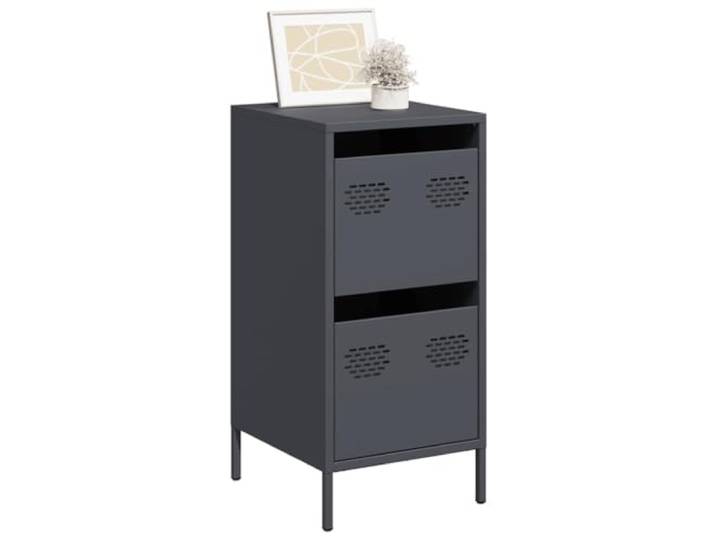 HEFZGDB Robustes Sideboard für Wohnzimmer und Büro aus kaltgewalztem Stahl in Anthrazit mit Metallfüßen und pflegeleichter glatter Oberfläche, Sideboard mit Schublade und Stauraum