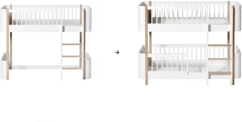 Oliver Furniture Kit de conversion Mini+, lit mezzanine mi-haut en lit superposé mi-haut Blanc taille unique
