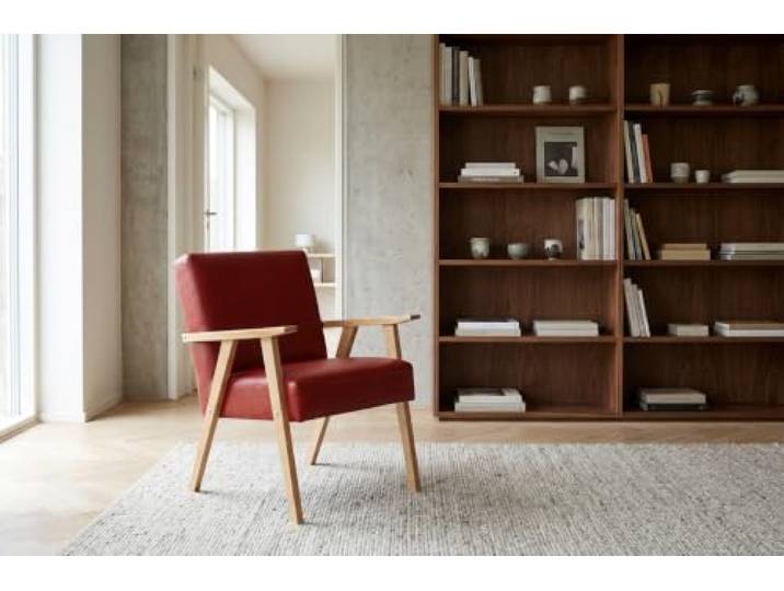 Family Meble Sessel Soler Boston – Retro-Sessel im Vintage-Stil mit Kunstleder-Bezug – Rot · 6