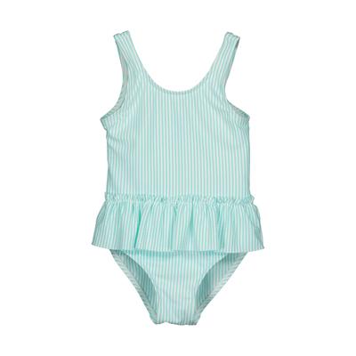 Badeanzug BLUE SEVEN "Mädchen Badeanzug mit Rüschen", Mädchen, Gr. 128/134, grün (6220, aqua), Elasthan, Polyamid, Polyester, Badeanzüge Badeanzug