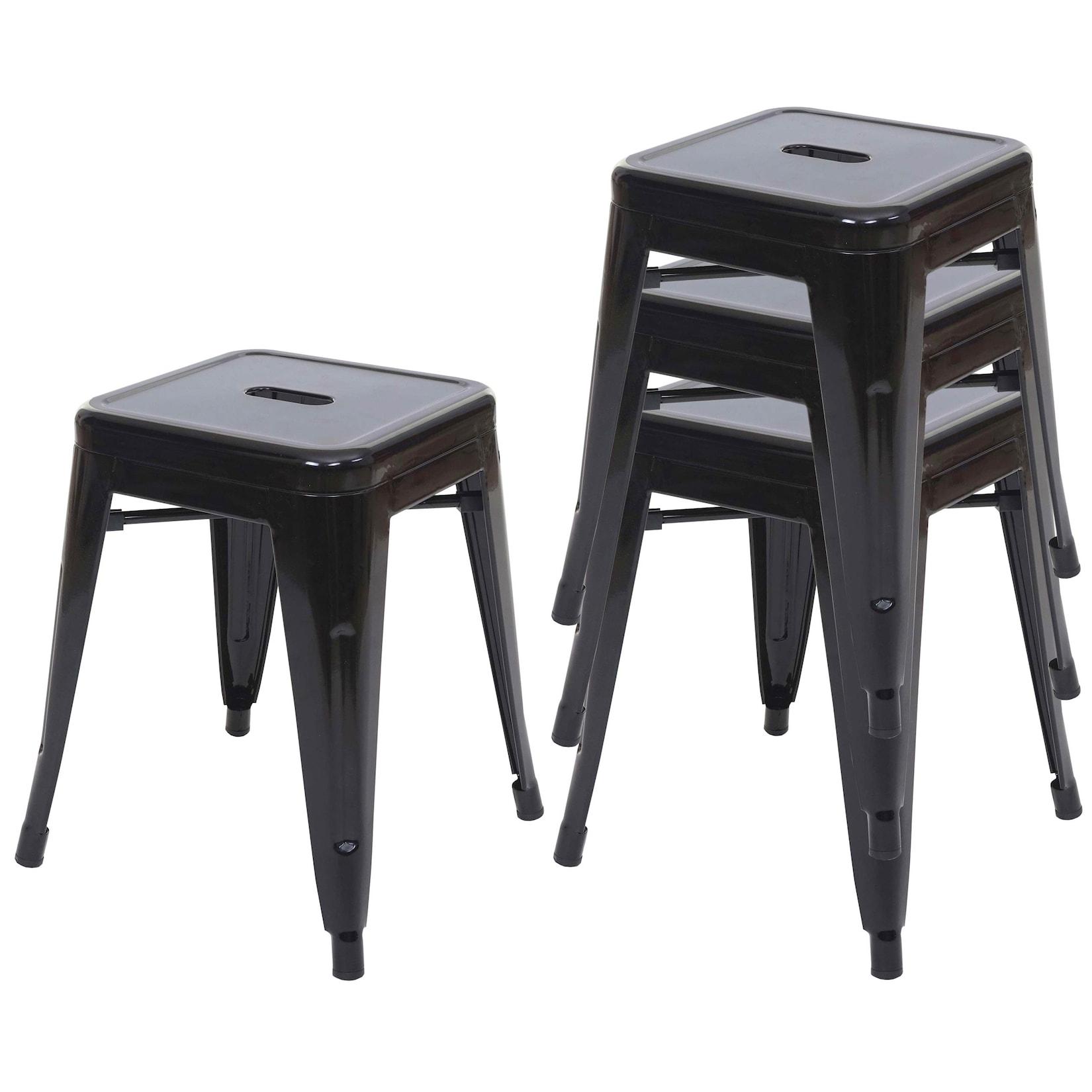 4er-Set Hocker MCW-A73, Metallhocker Sitzhocker, Metall Industriedesign stapelbar ~ schwarz