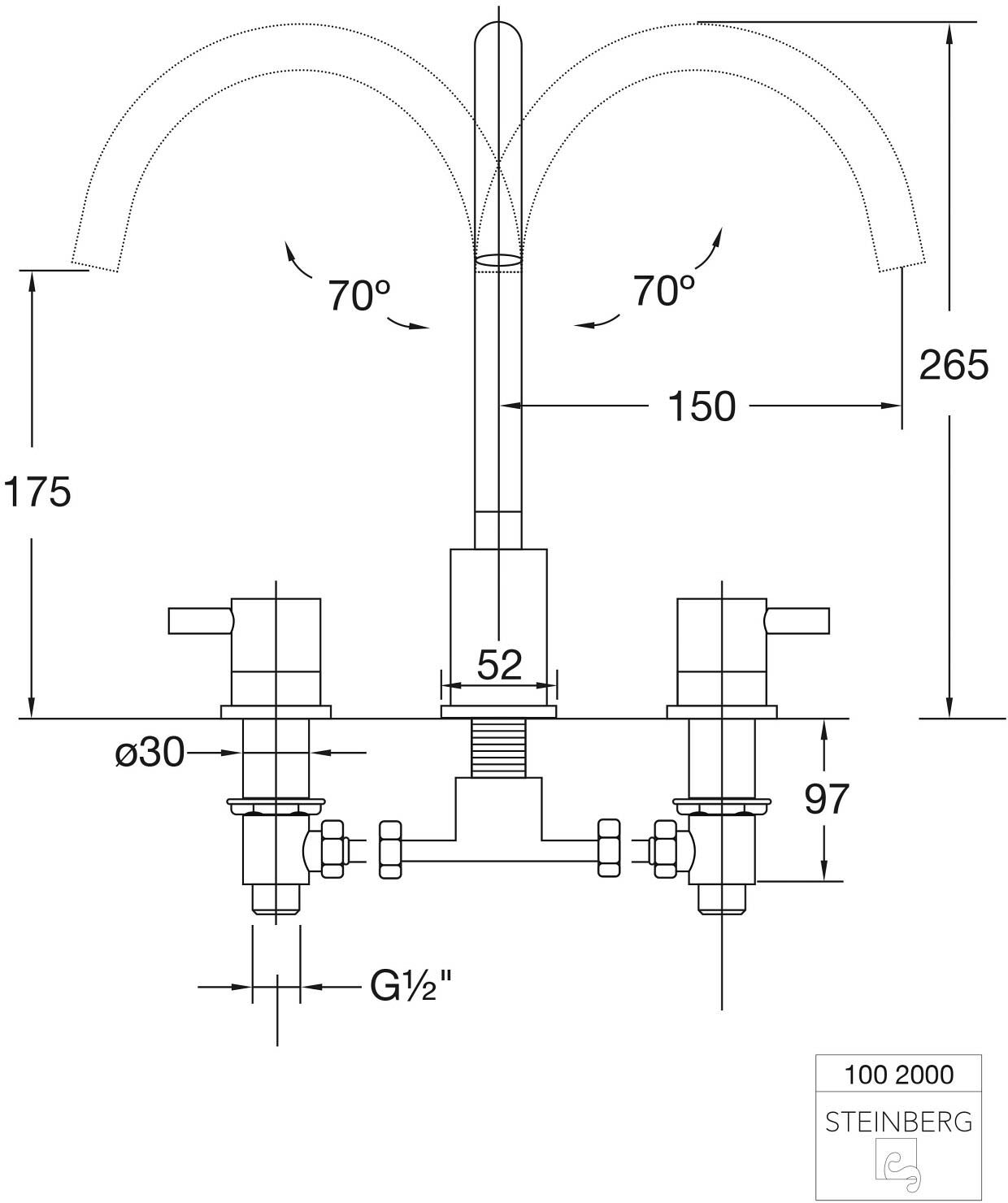 Steinberg Serie 100 Waschtisch-Zweigriffmischer-Standbatterie