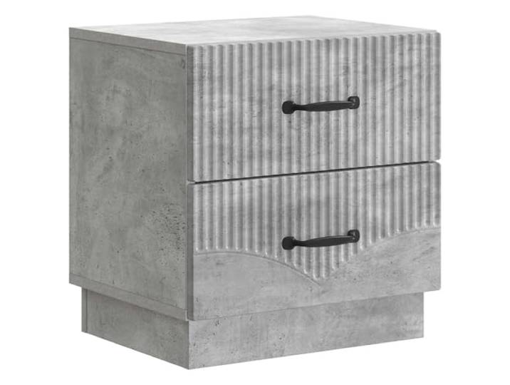 KUPTYERFG Nachttisch Betongrau 43 x 34,5 x 44,5 cm mit 2 Schubladen Stilvoller Beistelltisch aus Holzwerkstoff für Schlafzimmer und Leseecken, bietet viel Platz durch praktische Schubfächer.