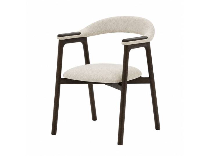 Chaise en chêne massif espresso et tissu beige