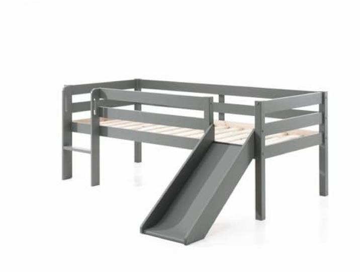 VIPACK Bett, skandinavisch, Kiefer, MDF, Grau, Single