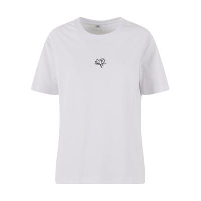 T-Shirt MISS TEE "Miss Tee Lotus EMB Tee", Damen, Gr. XL, weiß, 100% Baumwolle, loose fit, Rundhals, Shirts T-Shirt