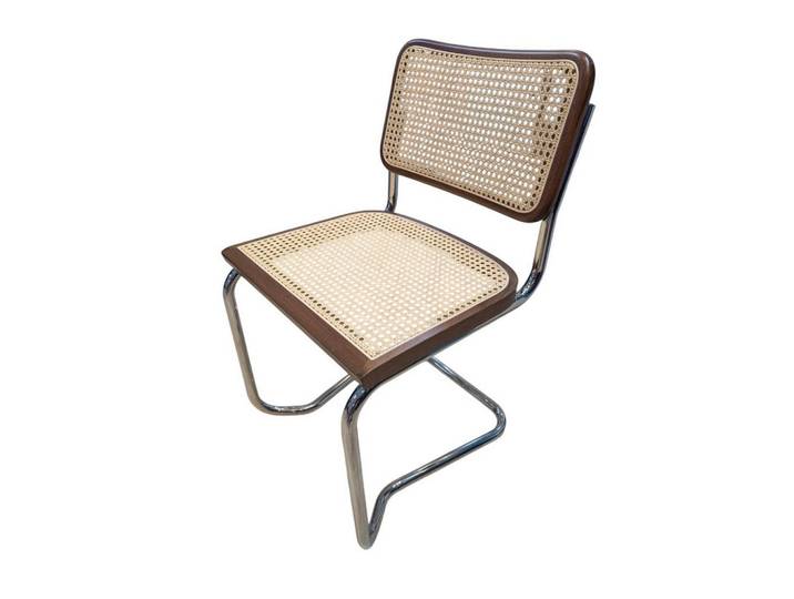 Livetastic Schwingstuhl Wiener Geflecht / Massivholzrahmen Farbe: Nussbaum, Natur, Chrom, Beige, Holz, Metall, Binse, massiv, Rundrohr, 47x80x50 cm, Esszimmer, Stühle, Esszimmerstühle, Schwingstühle