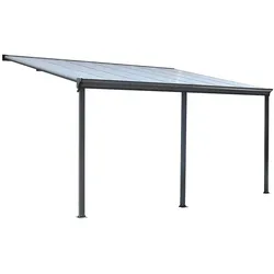Aileenstore Terrassenüberdachung Sky Guard Aluminium 495 cm als Bausatz Sichtschienen und Hohlkammerplatten Grau