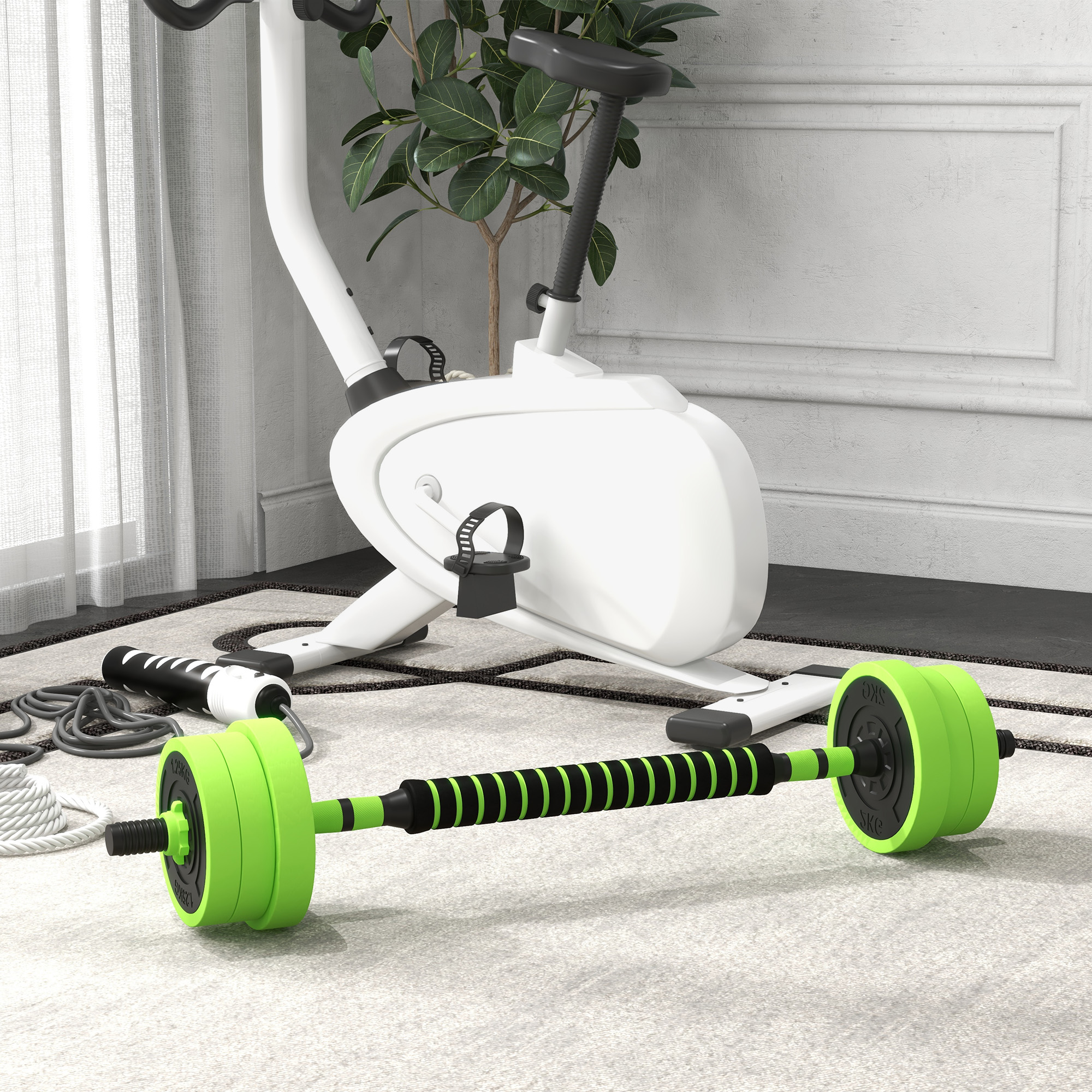 Sportnow Pesi da Palestra Set 4 in 1 da 40kg totali, utilizzabile come Kettlebell, Manubri e Bilancieri