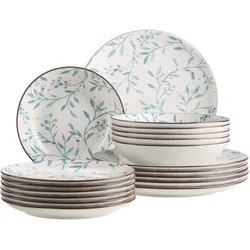 Mäser Teller Set, Porzellan Olive Türkis