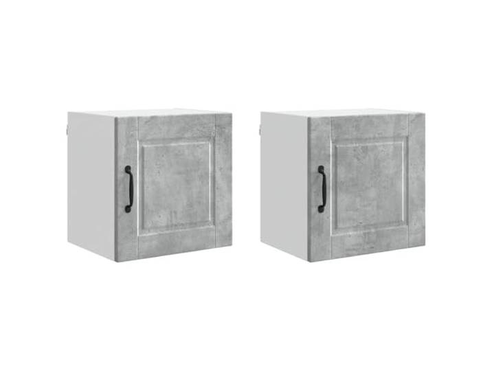 IBUQDDV Wandschrank Porto 2 STK. Beton Grau Holzwerkstoff Wandmontage, geräumige Fächer, Ablagen, Holzwerkstoff, Innenbereich, moderne Küche