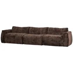 Sofa Baggy 3-Sitzer aus 3D-Chenille-Stoff, modern, dunkelbraun, weich gepolstert, vielseitig erweiterbar