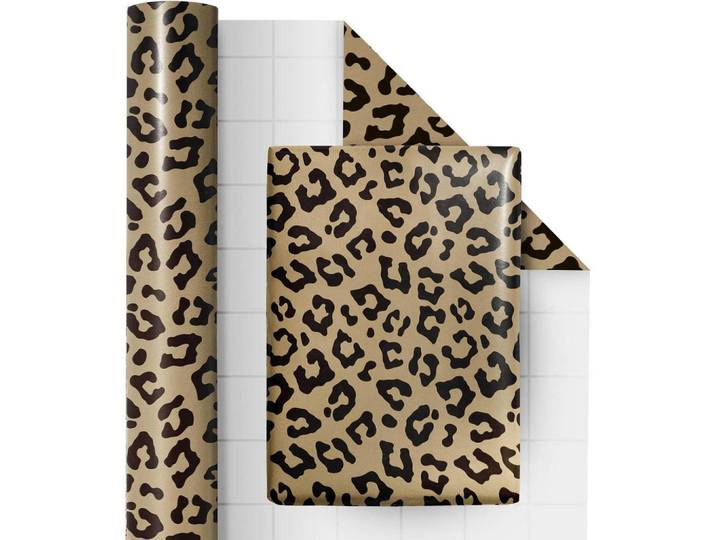 Geschenkpapierrolle Leopardenmuster mit Metallic-Folienglanz 43,2 cm x 10 m, Mehrfarbig, Papier, 4x4x43 cm, Dekoration, Geschenkartikel, Geschenkbänder & Geschenkpapier