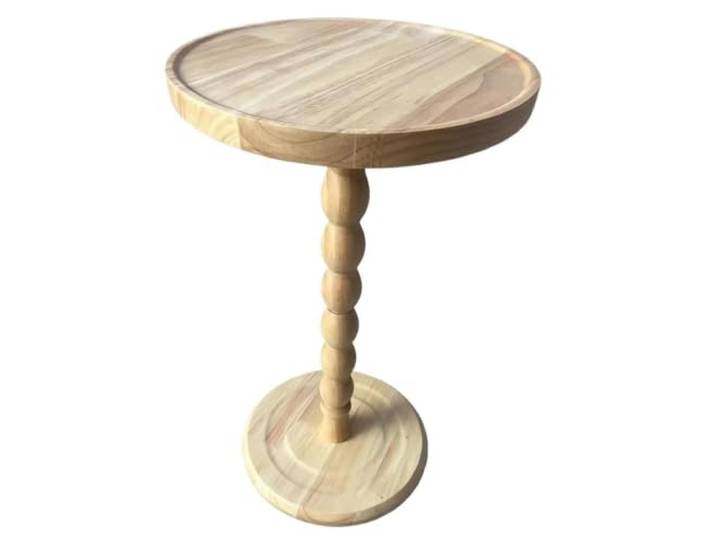 EKalgretrA Beistelltisch Aus Massivholz Runder Beistelltisch mit Spulensäule, Akzenttisch aus Kautschukholz