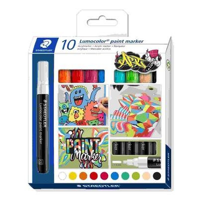 STAEDTLER Mars Lumocolor Schreib- und Zeichbedarf Lumocolor paint marker Acryl-Marker m. Rundspitze, 10er Set