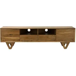FineBuy, TV Möbel, Lowboard Massivholz TV Board 160cm Fernsehunterschrank Fernsehkommode Schubladen (160 x 40 x 46 cm)