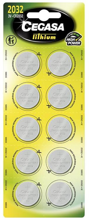 Cegasa CR2032 Lithium Knoopcelbatterijen 3V, 10 stuks