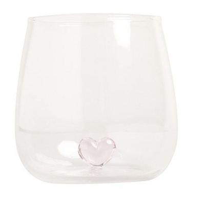 Trinkglas Herzfigur rosa