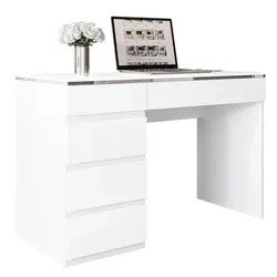 SCHREIBTISCH AURORA SILVER mit Schubladen