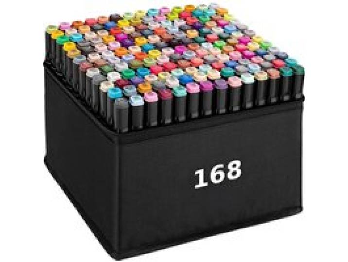 Alcoholmarkers Set 168 Stuks Dubbele Punt Beitelpunt Fijne Punt Meerdere Kleuren Kunstbenodigdheden voor Schetsen Tekenen Volwassenen Kinderen Manga Illustratie Ontwerp Kleuren Schilderen Beginners