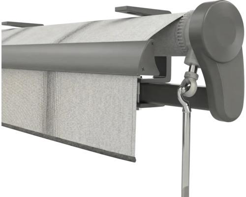 Soluna Gelenkarmmarkise Trend 6x2 Stoff Dessin D420 Gestell DB703 dunkelgrau Antrieb Rechts inkl. Motor mit Nothandkurbe