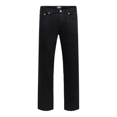 Straight-Jeans ONLY & SONS "ONSEDGE STRAIGHT BOX PIM DNM CIFF", Herren, Gr. 28, Länge 32, schwarz (washed schwarz), Denim/Jeans, Obermaterial: 100% Baumwolle, clean, straight fit lang, Jeans Straight-Jeans, Baumwolle, straight fit