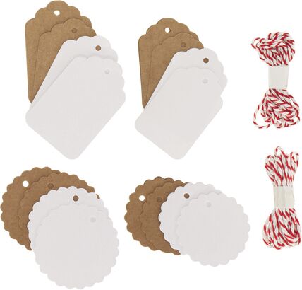 folia Geschenkanhänger "Mix", weiß & kraft, 4–7 cm, 24 Stück