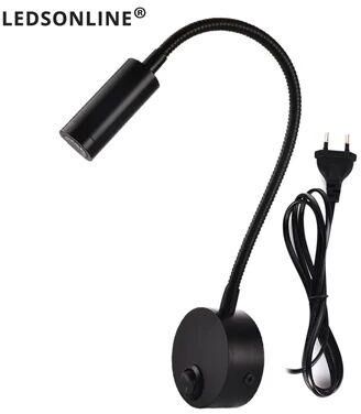 Uplift Treasures Flexible Gooseneck Clamp Wall Lamp LED Bedside Reading Light black Eu Plug natural White 4000k