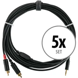 Pronomic Stage J3RC-6m Audiokabel 3,5mm Stereo-Klinke/Cinch 6m schwarz 5x Set