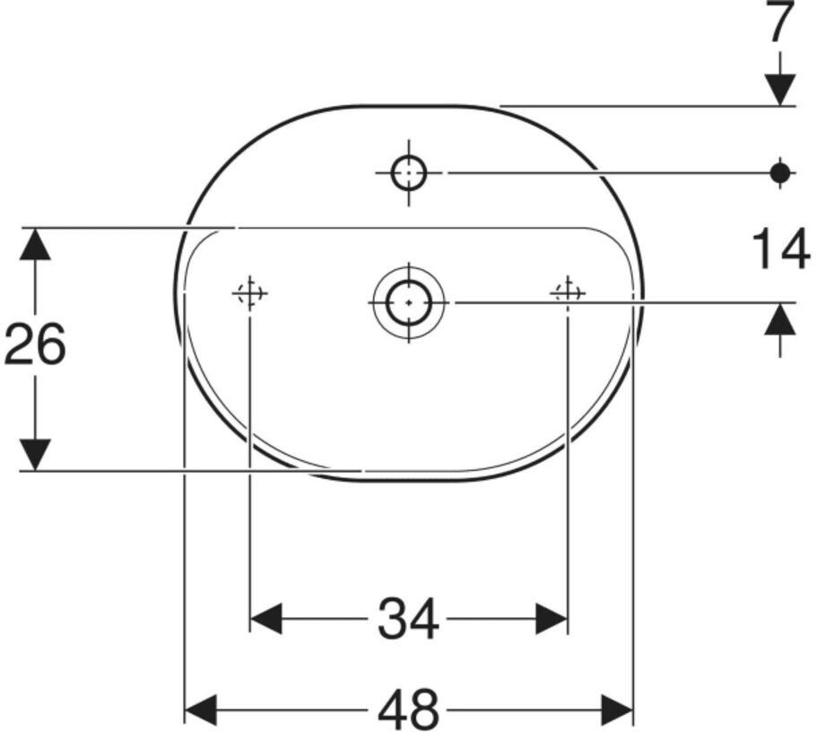 Geberit Aufsatzwaschtisch VariForm 50x40cm, m HLB, o Ü, ellipt., we. K-Tect (500776002)