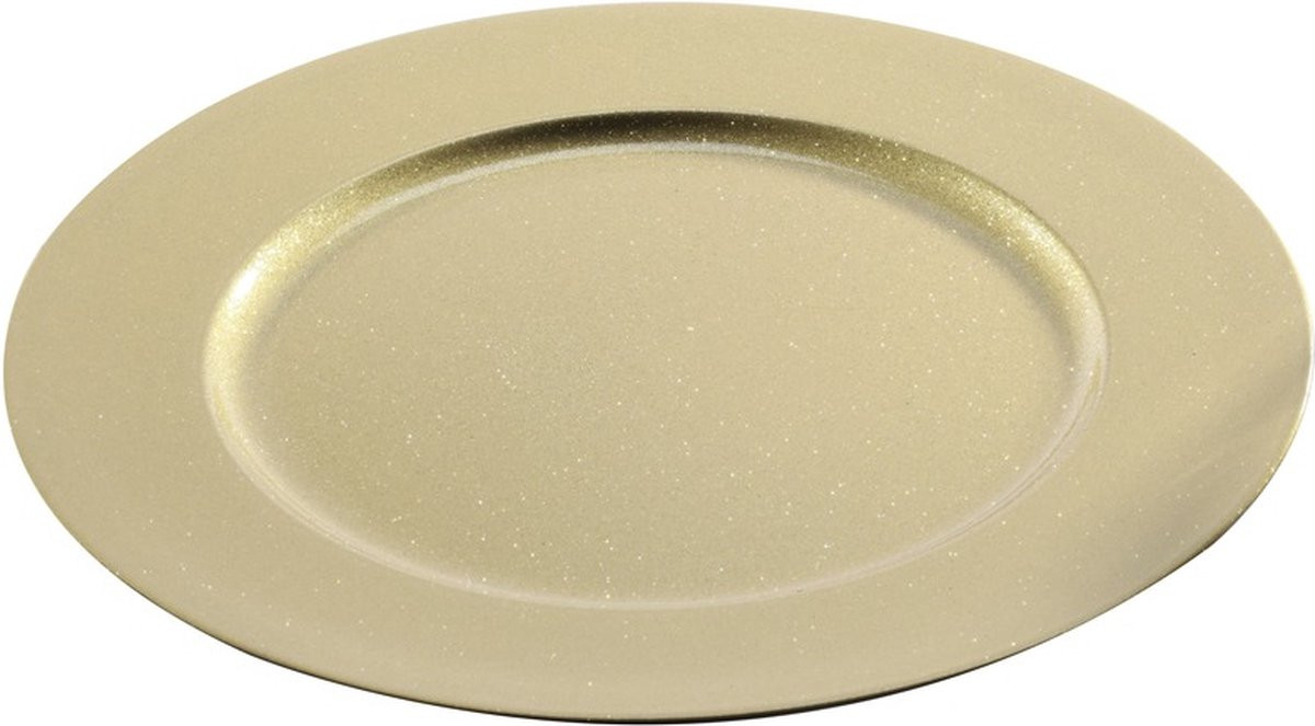 Gouden glitter kaarsenplateau rond, diameter 33 cm