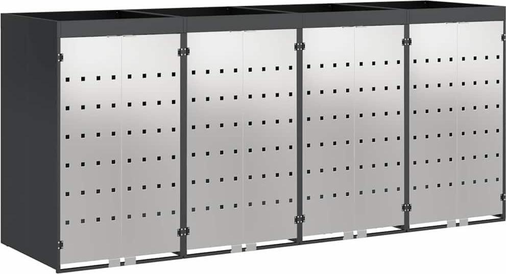 Mülltonnenbox für 4 Behälter Edelstahl Anthrazit