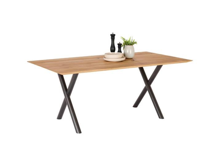 Bert Plantagie Esstisch, Anthrazit, Eichefarben, Holz, Metall, Eiche, massiv, rechteckig, X-Form, 100x75x180 cm, In verschiedenen Grössen erhältlich, Esszimmer, Esstische, Holztisch, Massivholztische