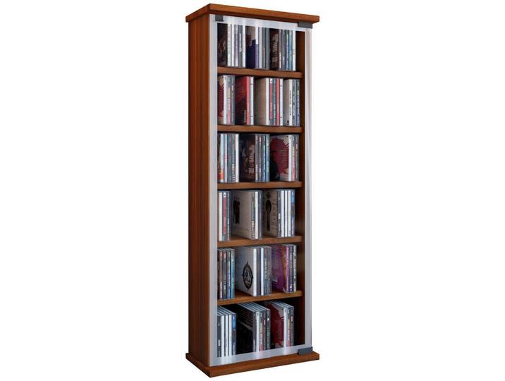 Mid.you Cd-Regal, Nussbaumfarben, Glas, Holzwerkstoff, 5 Fächer, 31x92x18 cm, Wohnzimmer, TV Möbel, CD-Regale
