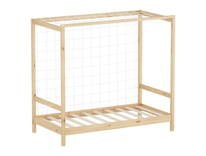 ML-DESIGN Spielbett Fußballtor Einzelbett für Kinder Holzbett mit Lattenrost & Tornetz, Handballtor Abenteuerbett 80x160cm Natur Kinderbett Holzbettgestell