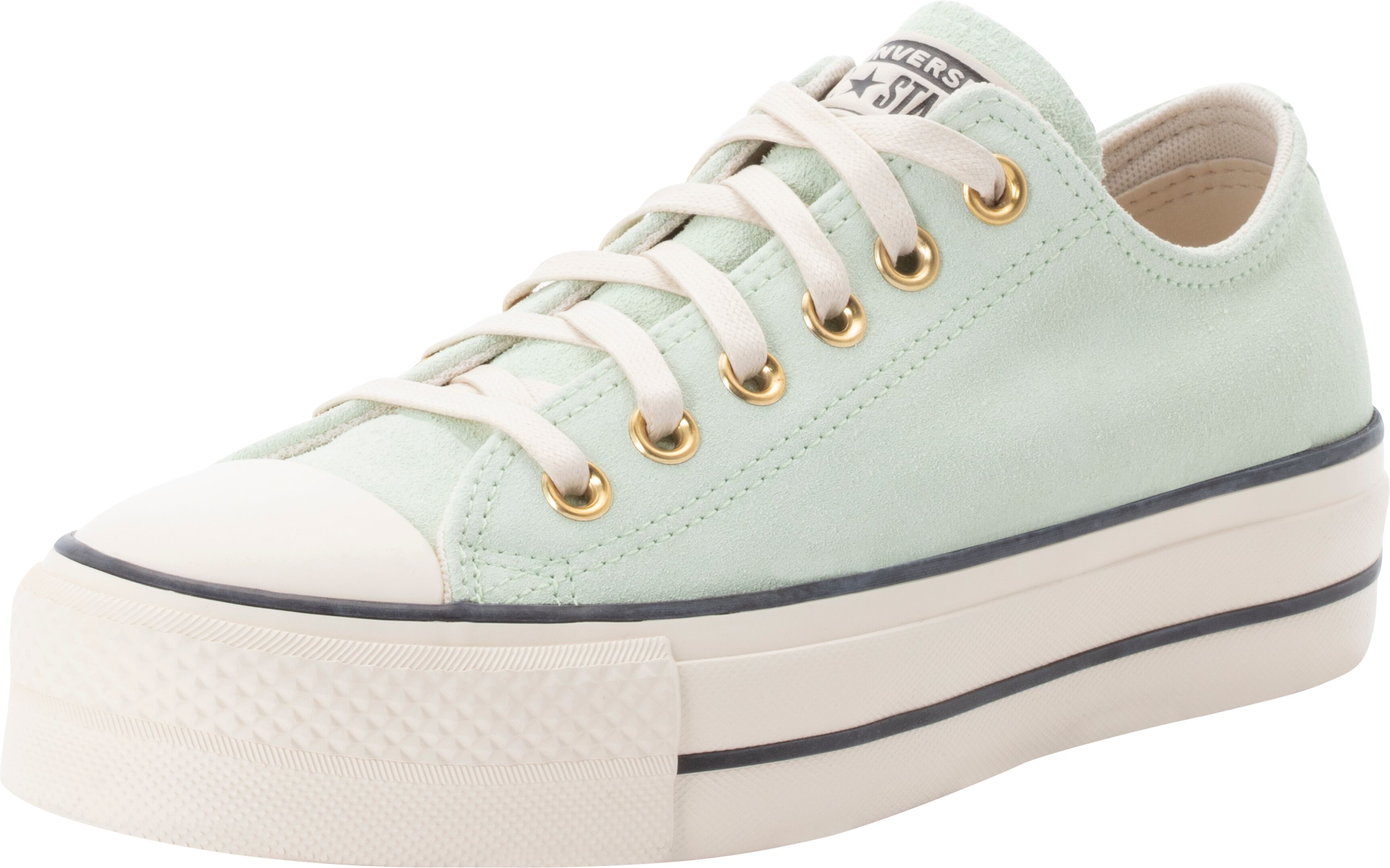 Sneaker CONVERSE "CHUCK TAYLOR ALL STAR LIFT PLATFORM SUEDE", Damen, Gr. 39,5, beige (surplus mint, natural ivory), Leder, Schuhe Sneaker surplus mint, natural ivory 39,5